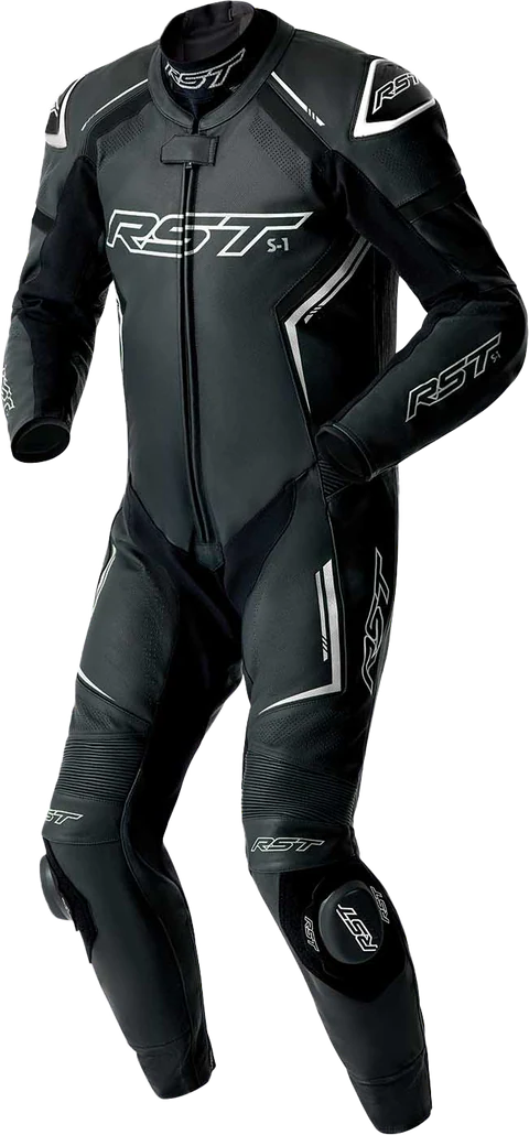 RST Traje de Cuero Negro/Blanco S1 D3O Talla 2X